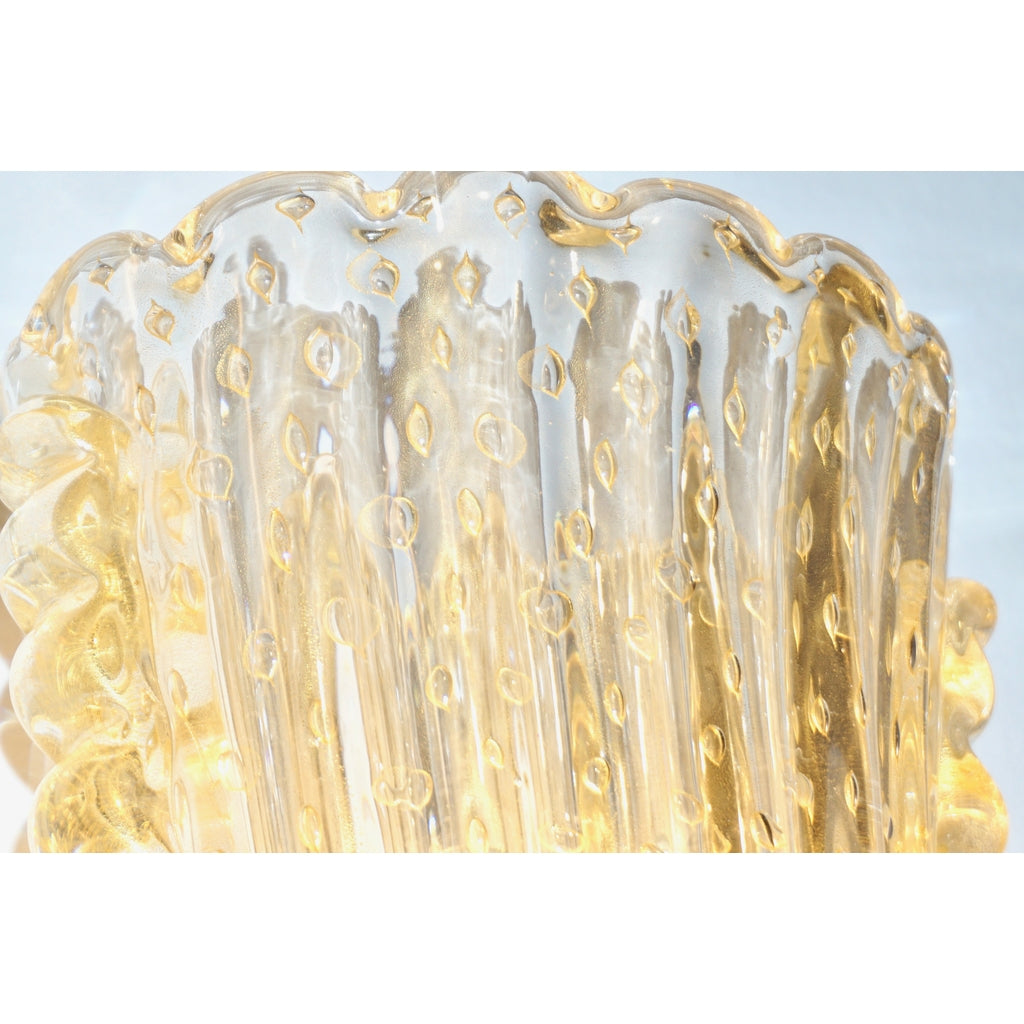 Contemporary Italian Art Deco Design Crystal Gold Leaf Murano Glass Bowl Sconces
