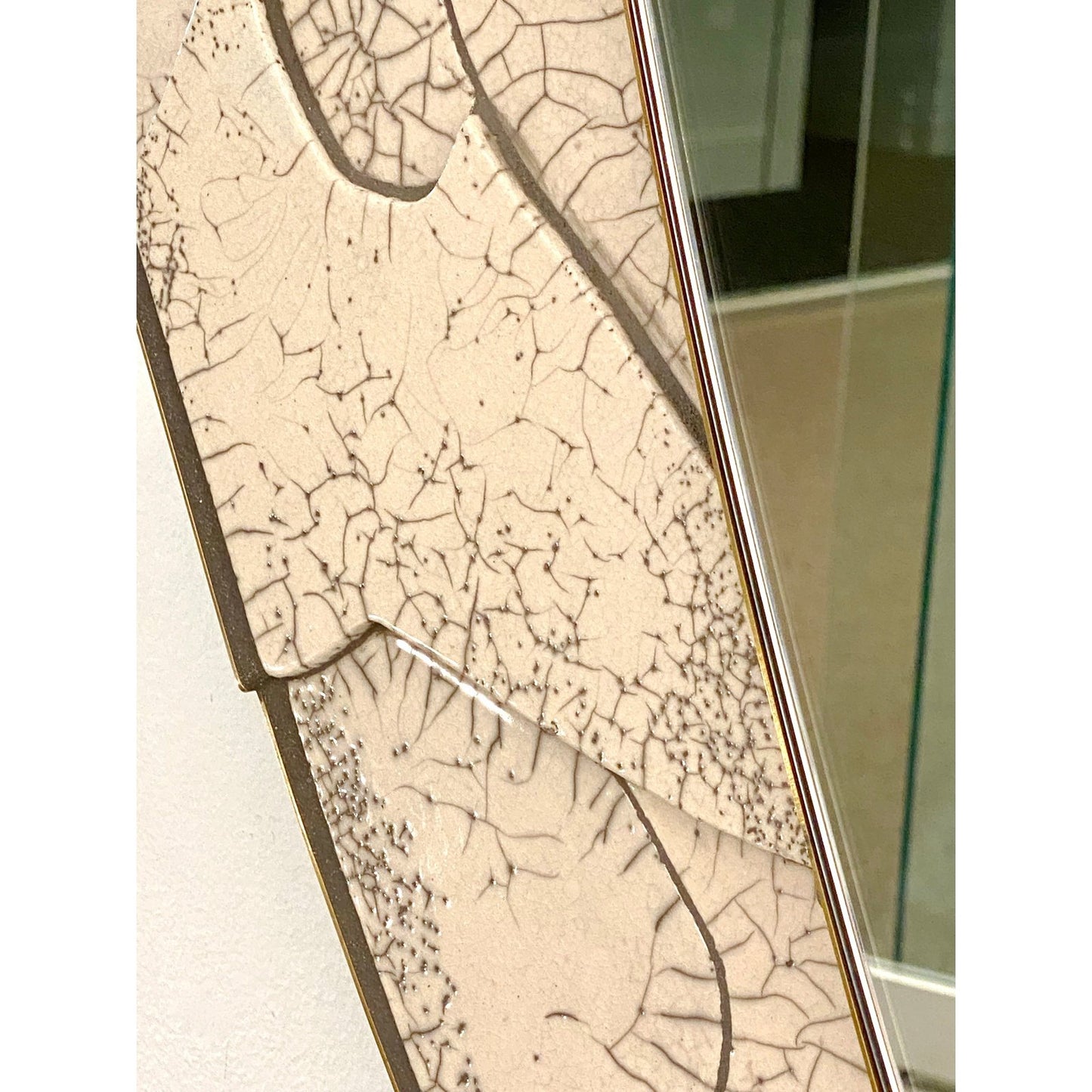 Italian Deconstructed Japanese Style Rose Beige Ceramic Bronze Mirror Sculpture