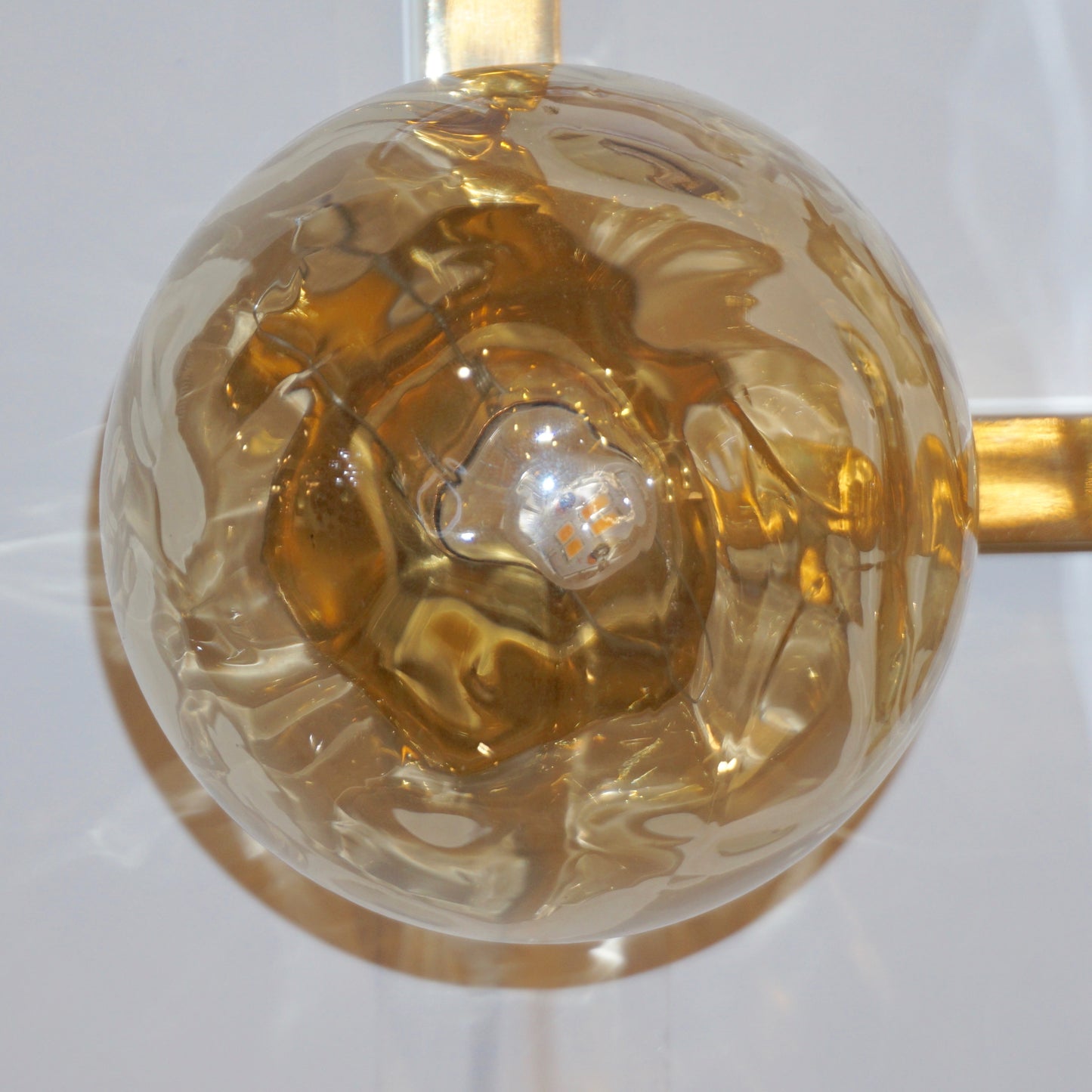 Contemporary Italian Amethyst Amber Murano Glass Post-Modern Gold Brass Sconce