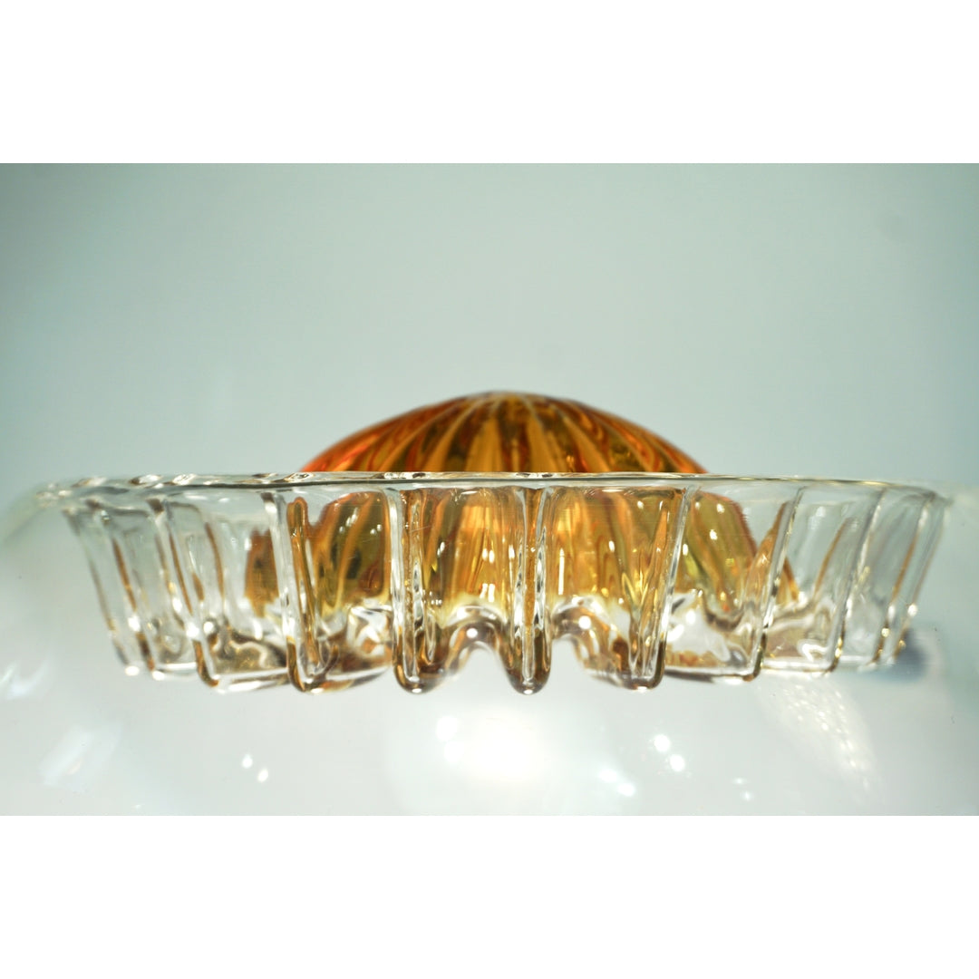 Mazzega 1960s Nickel White & Amber Murano Art Glass Flower Desk / Table Lamp