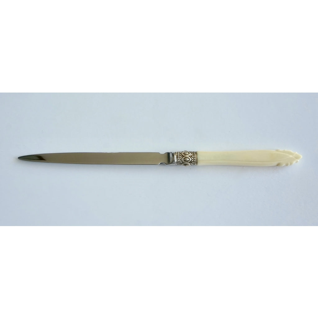 1970s English Magnifying Glass and Letter Opener Desk Set with Bone Handles