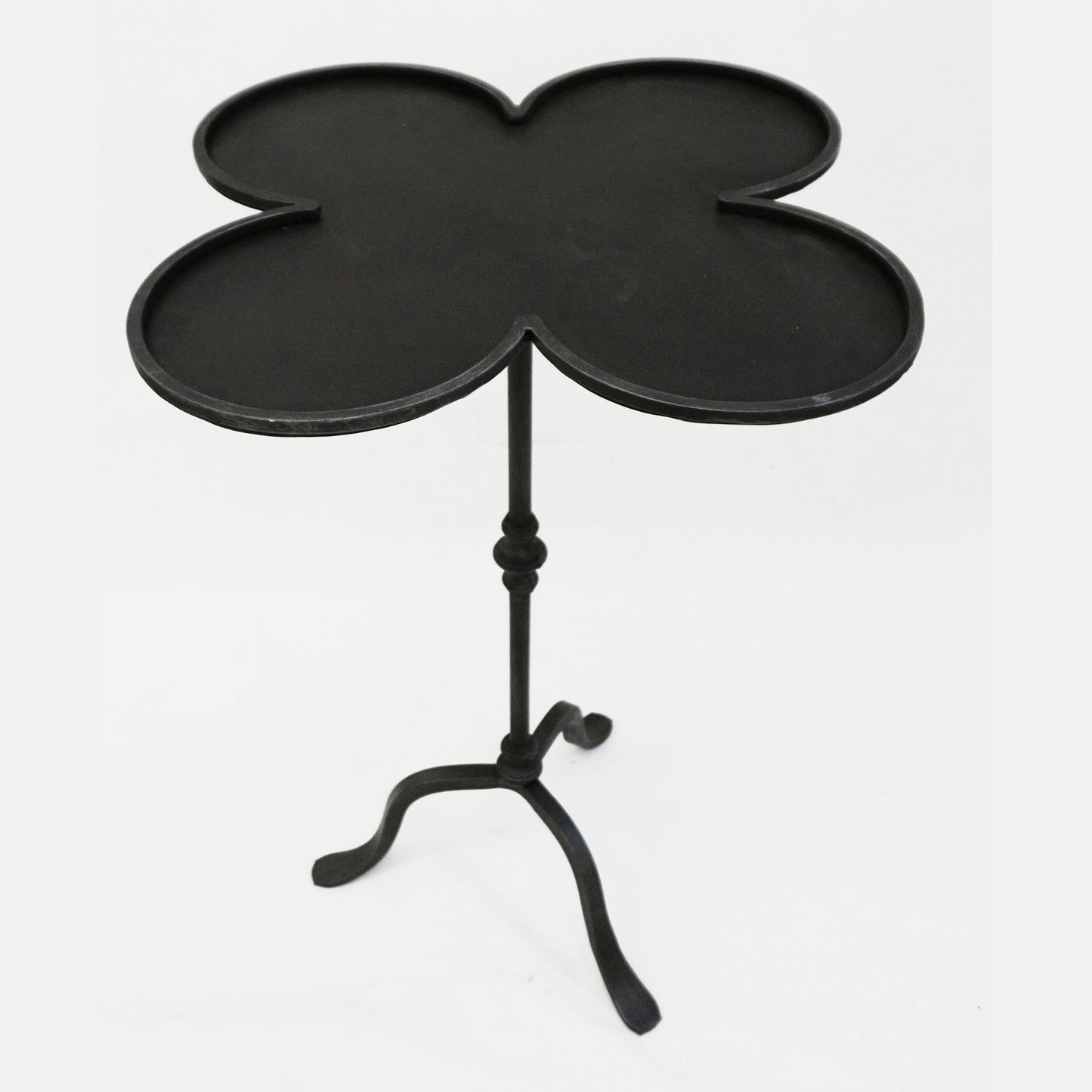 Italian Twisted Cast Iron Customizable Green Glass Clover Side Coffee Table