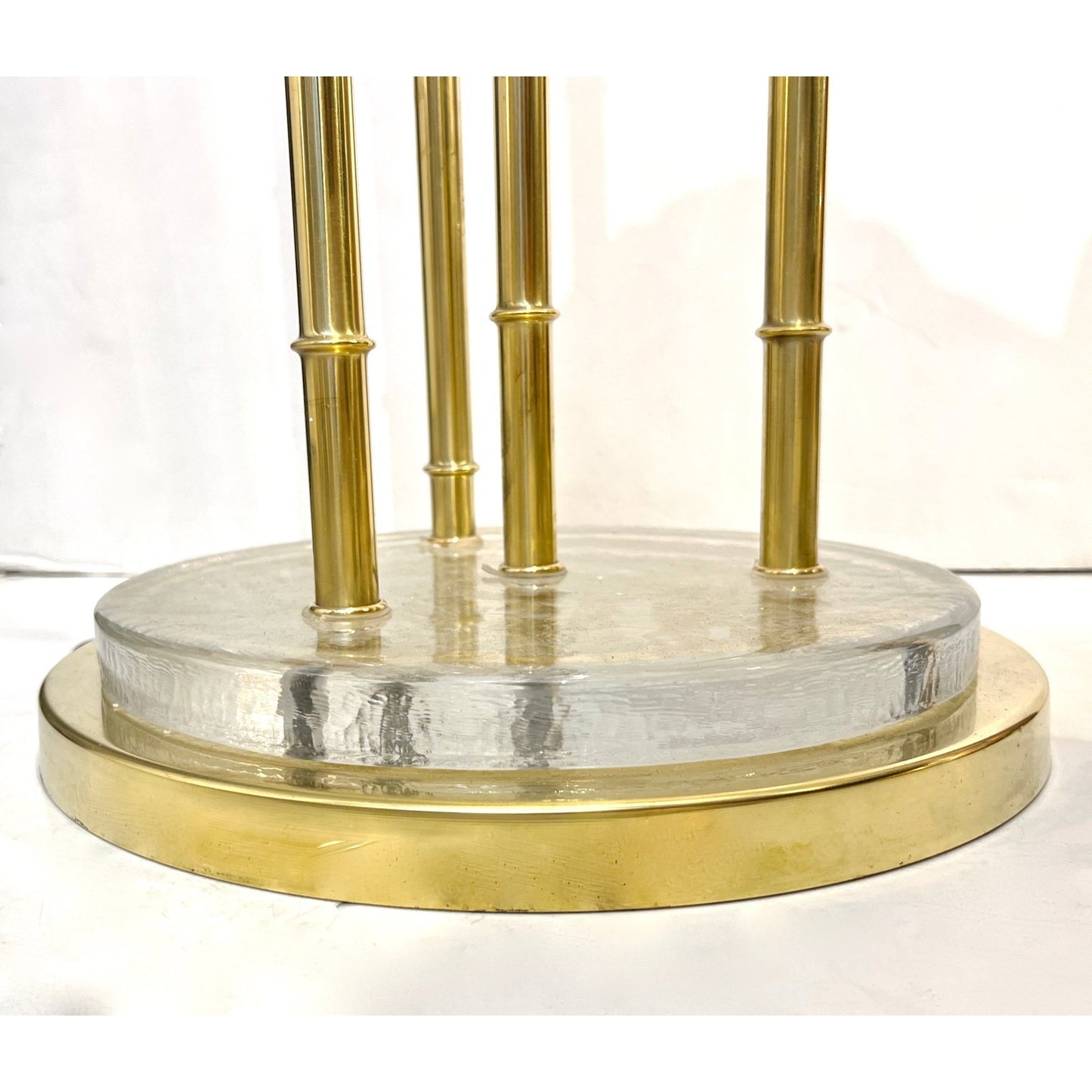 Contemporary Italian Art Deco Design Palm Tree Pair of 7-Leaf Brass Floor Lamps