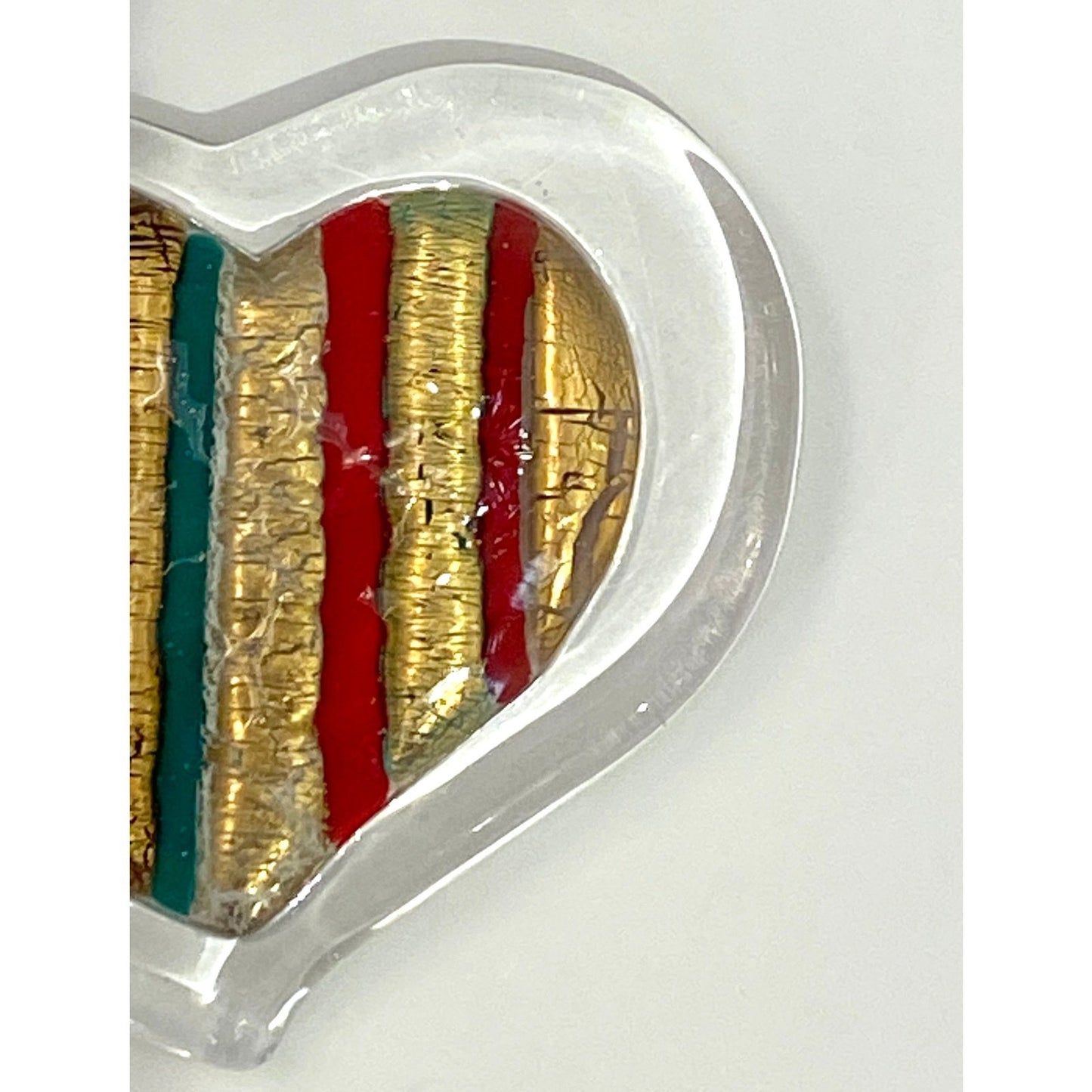 Italian Crystal Blue Green Gold Red Murano Glass Heart Shaped Modern Paperweight