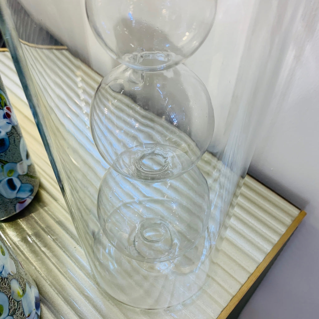1970s Leucos Italian Design Crystal Clear Murano Glass Candle Holder or Vase