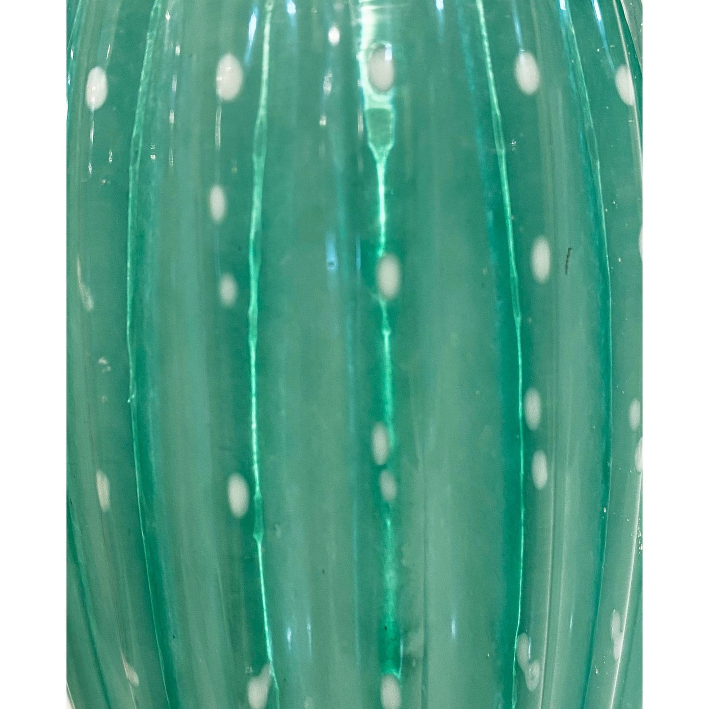 2000s Italian Green Gold Murano Art Glass Cactus Plant with Red Yellow Flower