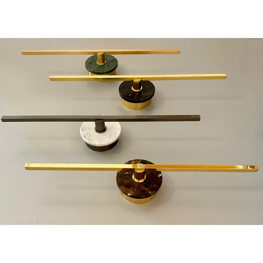 Bespoke Italian Minimalist Brown Marble Satin Brass Vertical / Horizontal Sconce