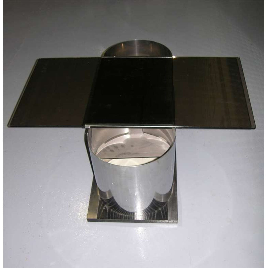 1970s Italian Chrome Coffee Table with Dry Bar Storage & Swivel Smoked Glass Top