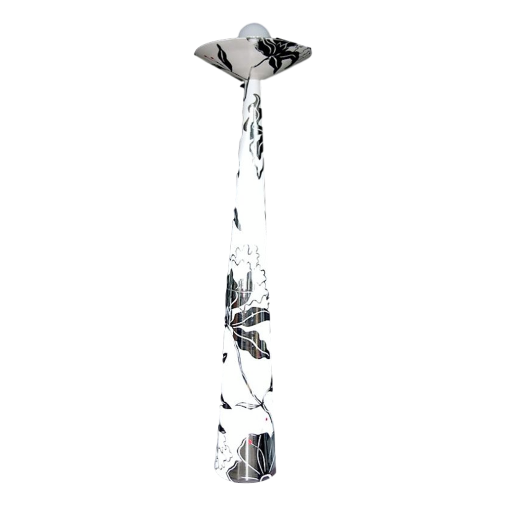 Italian Modern White and Silver Floor Lamp by Ceramica Gatti with Red Accents - Cosulich Interiors & Antiques