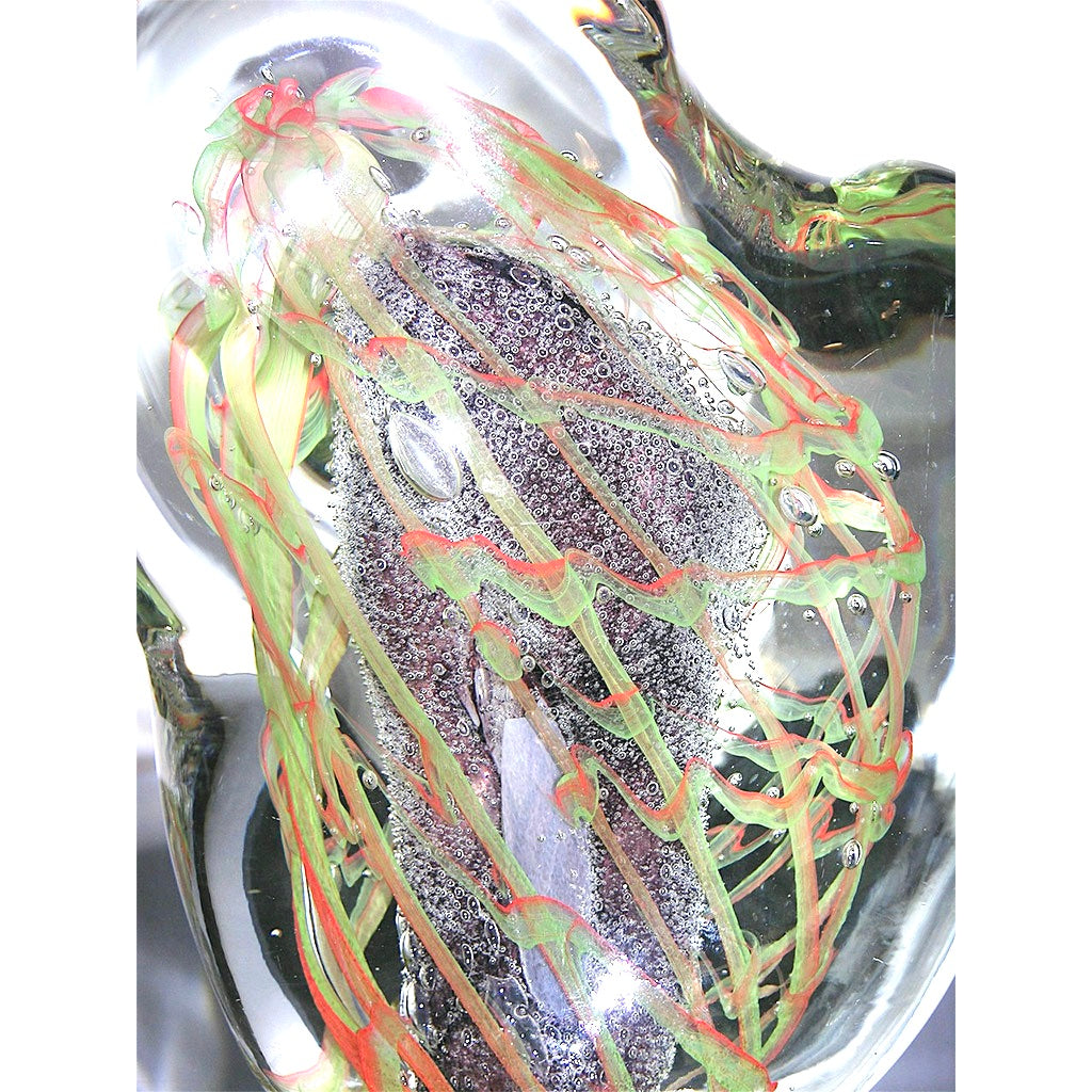 Salviati Vintage Green Orange Purple Crystal Murano Glass Sculpture Work of Art