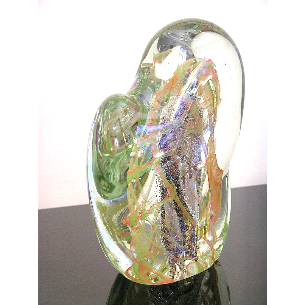 Salviati Vintage Green Orange Purple Crystal Murano Glass Sculpture Work of Art