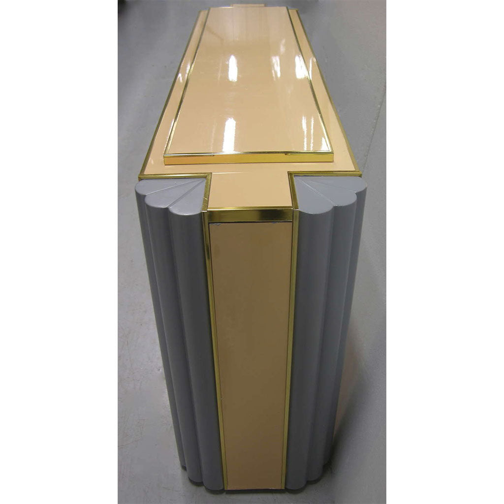 Alain Delon 1970s Pair of Gray and Cream Console Tables for Maison Jansen