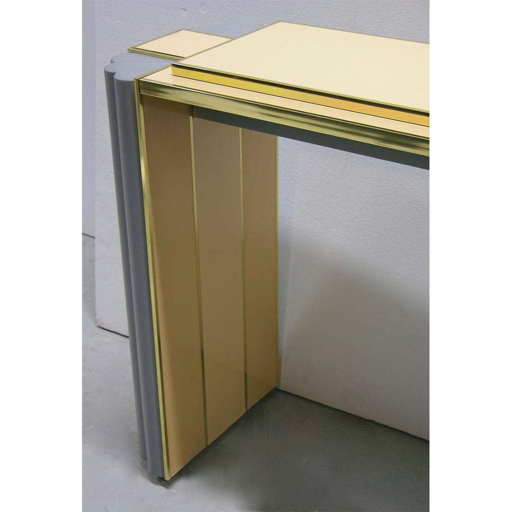 Alain Delon 1970s Pair of Gray and Cream Console Tables for Maison Jansen