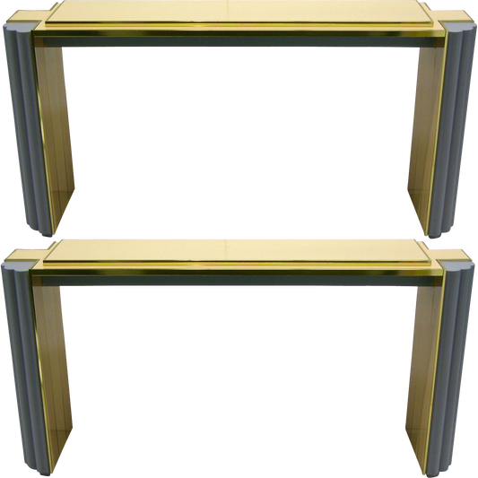 1970s Pair of Alain Delon for Maison Jansen Console Tables - Cosulich Interiors & Antiques