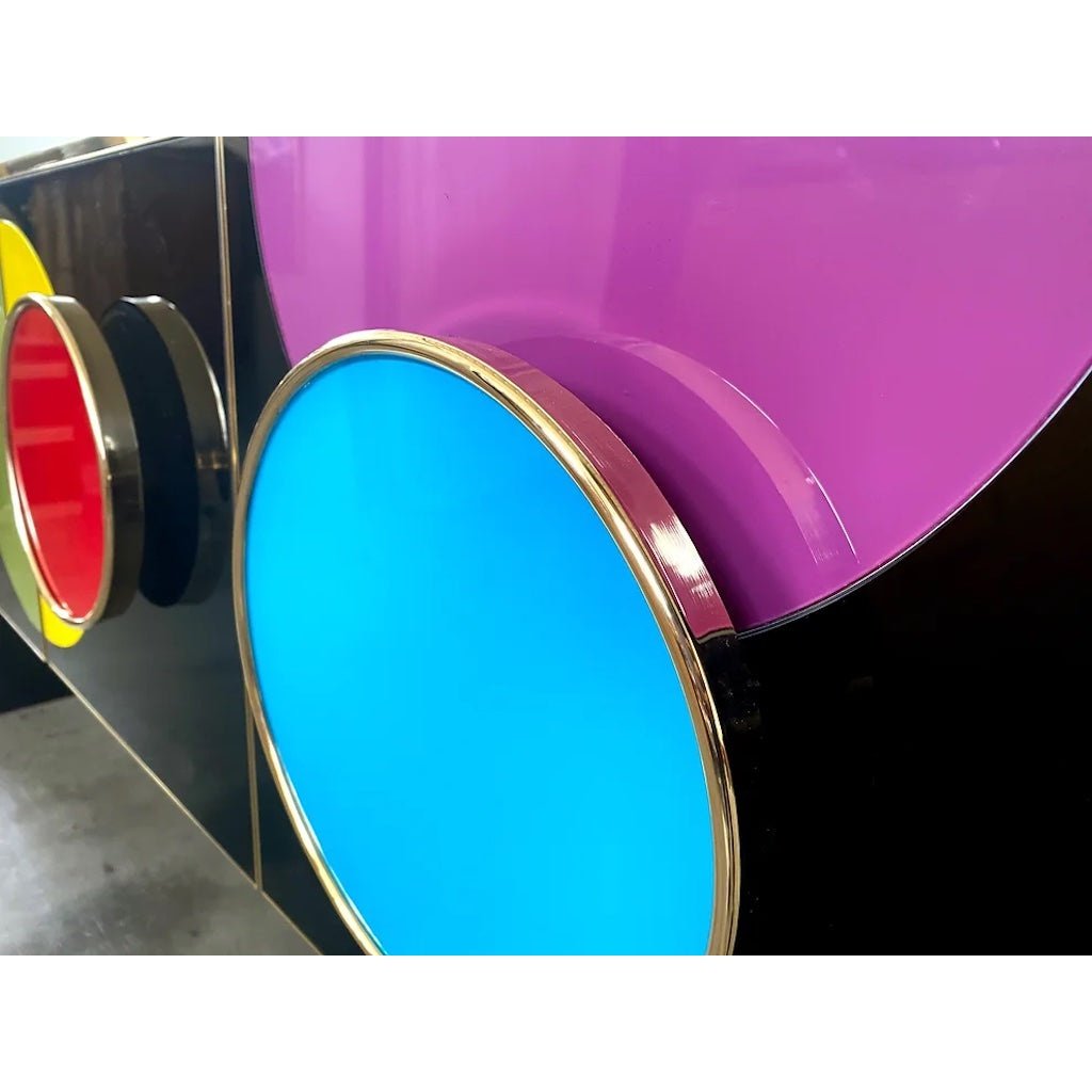 Bespoke Pop Art Italian Black Yellow Pink Multicolor Modern Credenza/Sideboard
