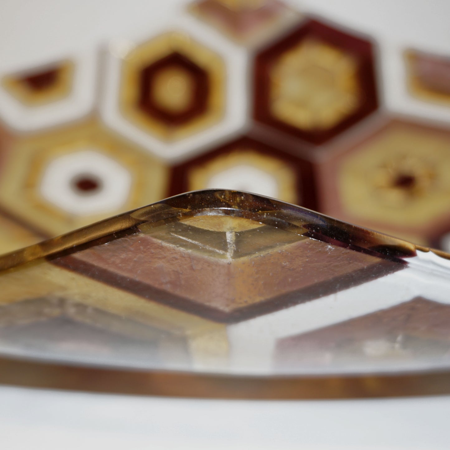 Modern Italian Art Deco Design Gold Amethyst Cream Murano Art Glass Mosaic Bowl