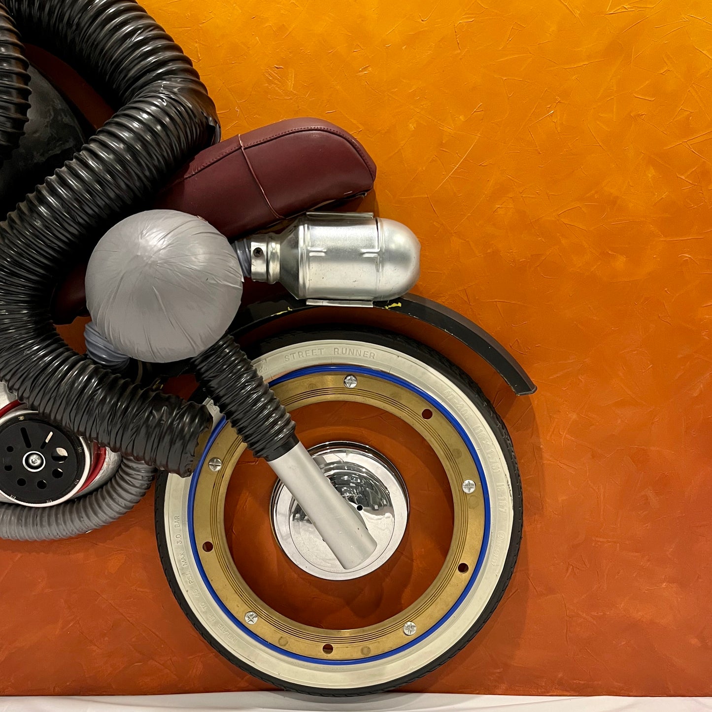 Contemporary Italian Found Objects Recycled Art Sculpture of a Biker Signed Bafo