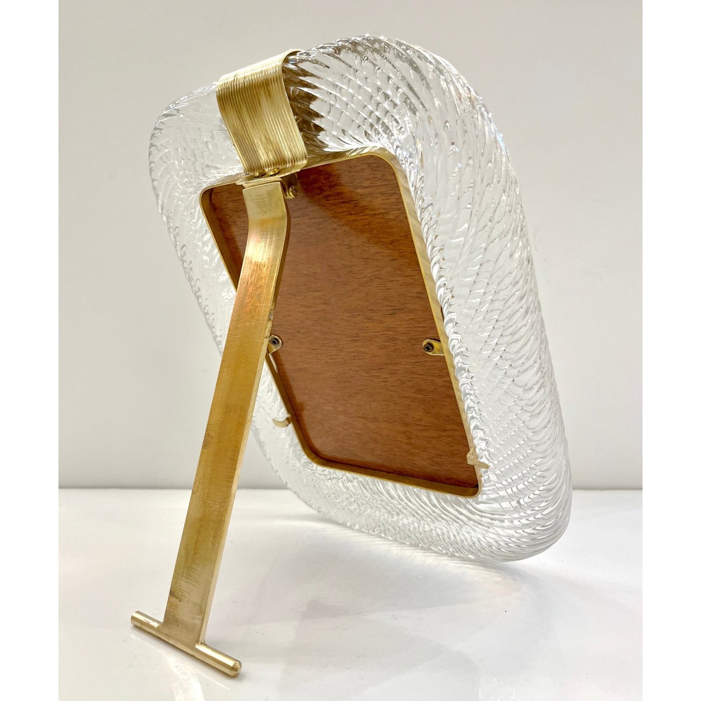 2000 Barovier Toso Italian Crystal Twisted Murano Glass Brass Picture Frame