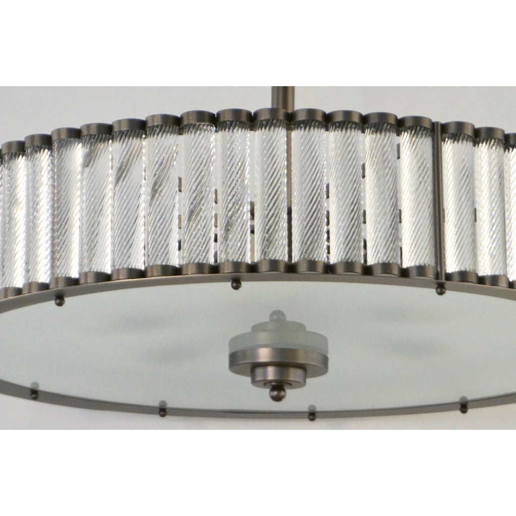 Bespoke Italian Pewter Finish Crystal Murano Glass Flush Mount / Drum Chandelier