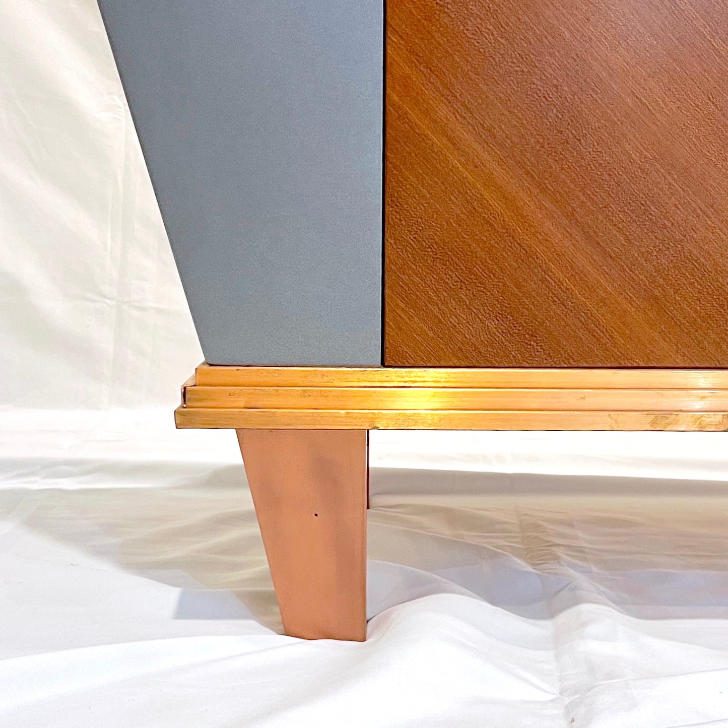 Pallucco Italian Mid-Century Modern Pair of Gray Lacquer Copper Sideboards/Cabinets