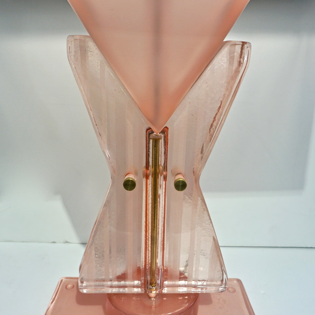 Bespoke Italian Post Modern Rose Pink Murano Glass Geometric Couture Table Lamp