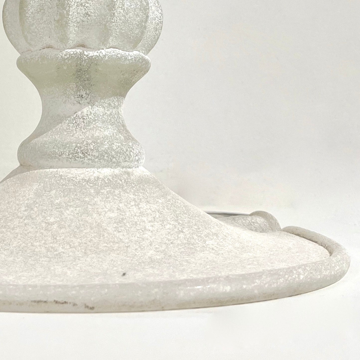 Seguso Italian Art Deco Style Vintage White Gray Tall Scavo Murano Glass Lamp