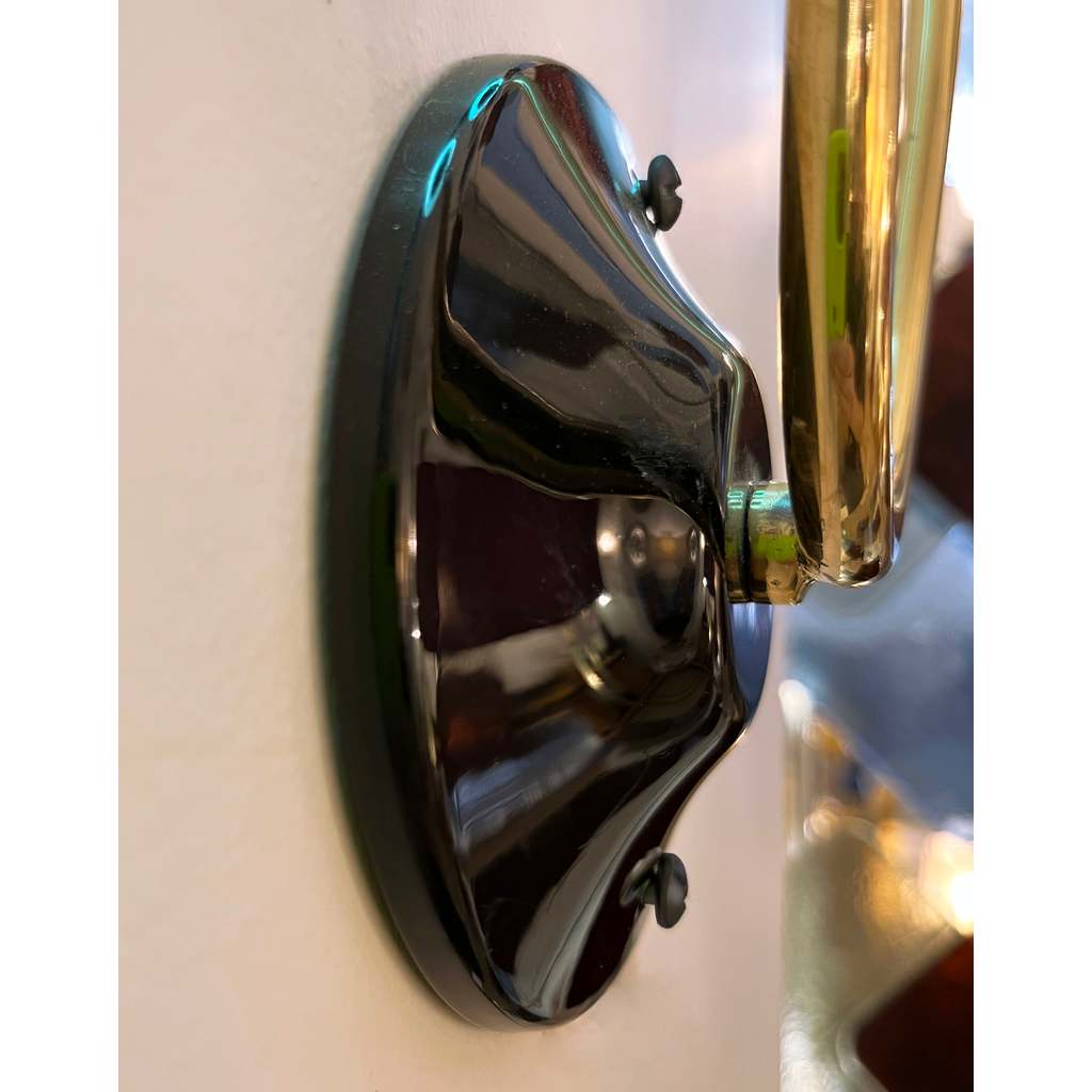 Contemporary Italian Pair of Two Globe Turquoise Blue Murano Glass Brass Sconces