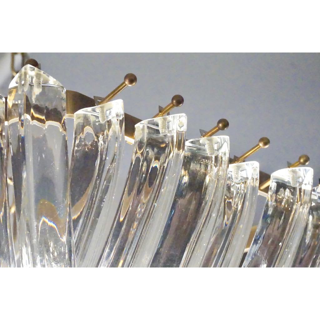 Contemporary Italian Minimalist Curved Crystal Murano Glass Bronzed Chandelier