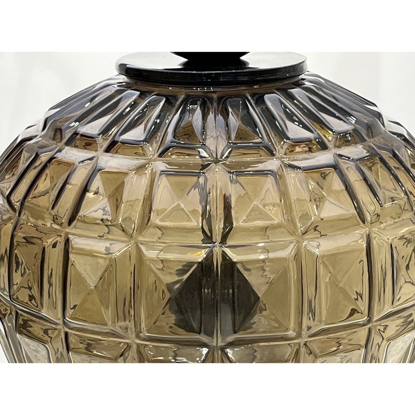 Vivarini 1970 Italian Vintage Pair of Black Smoked Murano Glass Plum Linen Lamps