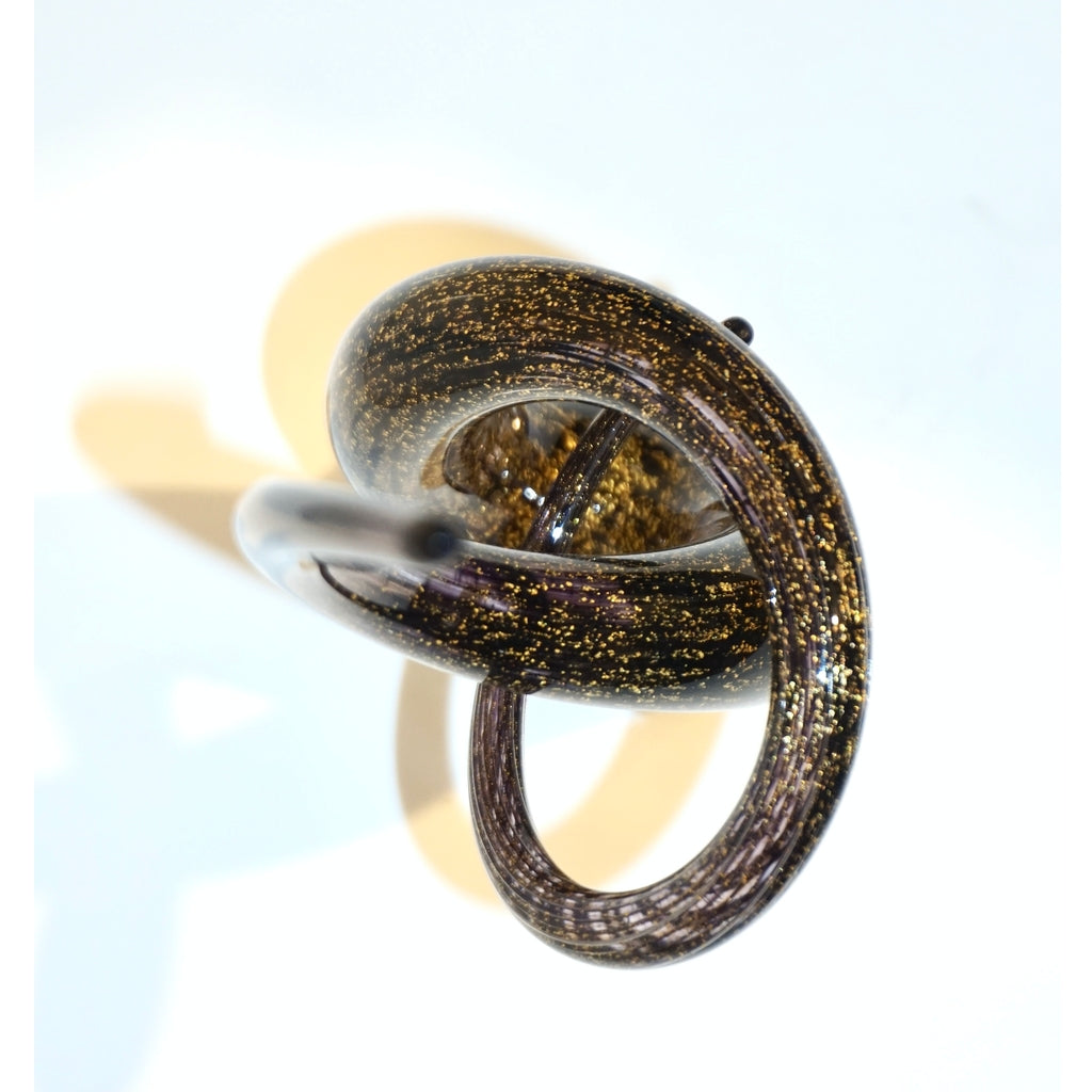 2018 Italian Organic Purple & Gold Murano Glass Abstract Twisted Curl Sculpture