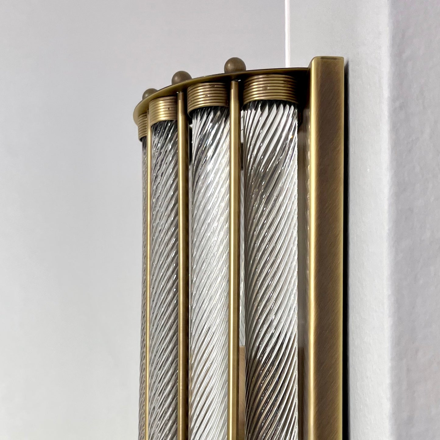 Italian Art Deco Style Crystal Murano Glass Half Moon Tall Bronze Flush/Sconces