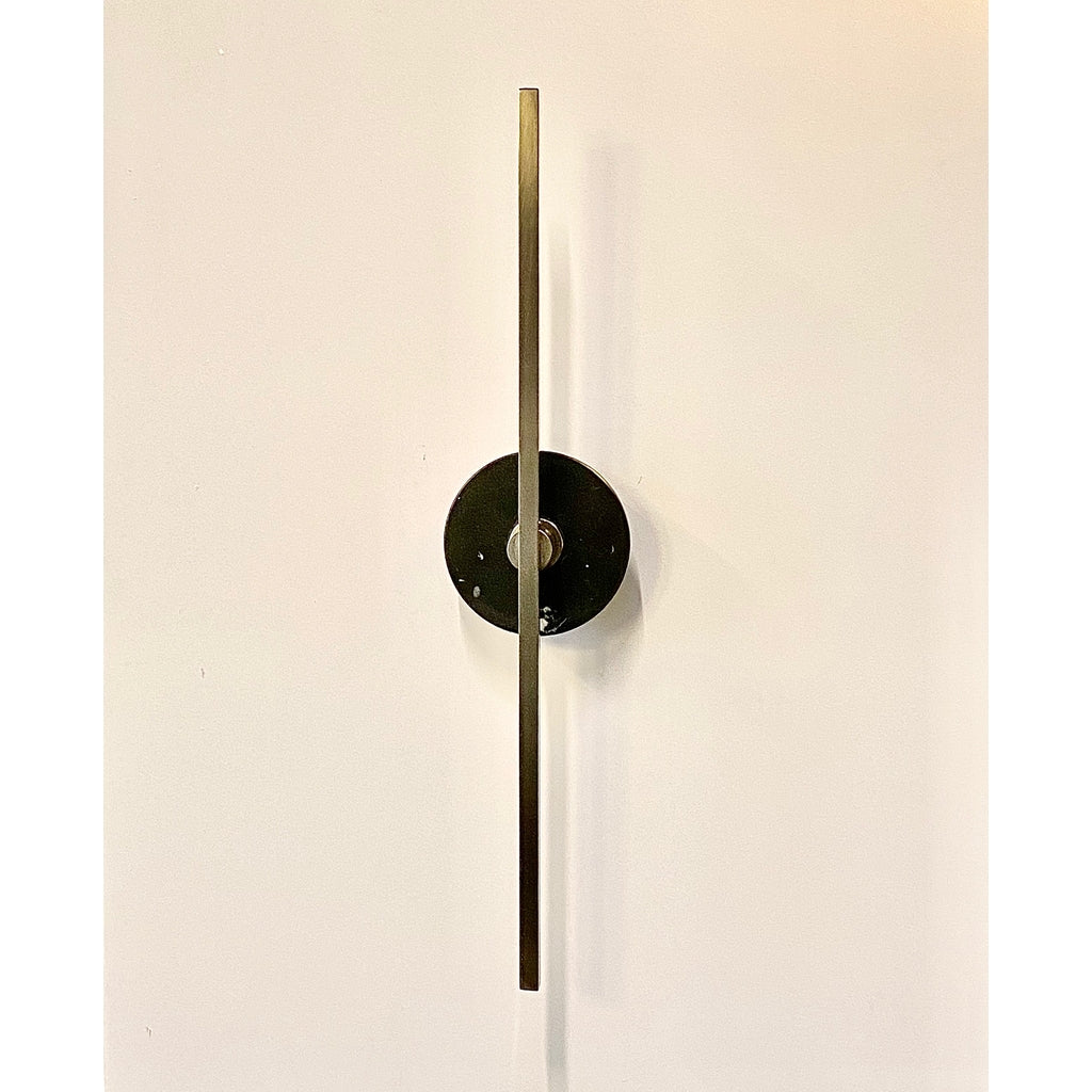 Bespoke Italian Minimalist Brown Marble Satin Brass Vertical / Horizontal Sconce