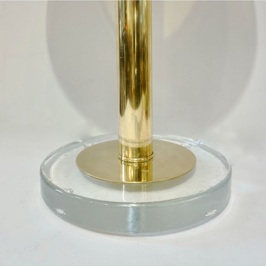 Italian Modern Pair of Art Deco Design Black and Gold Lacquer Brass Dome Lamps