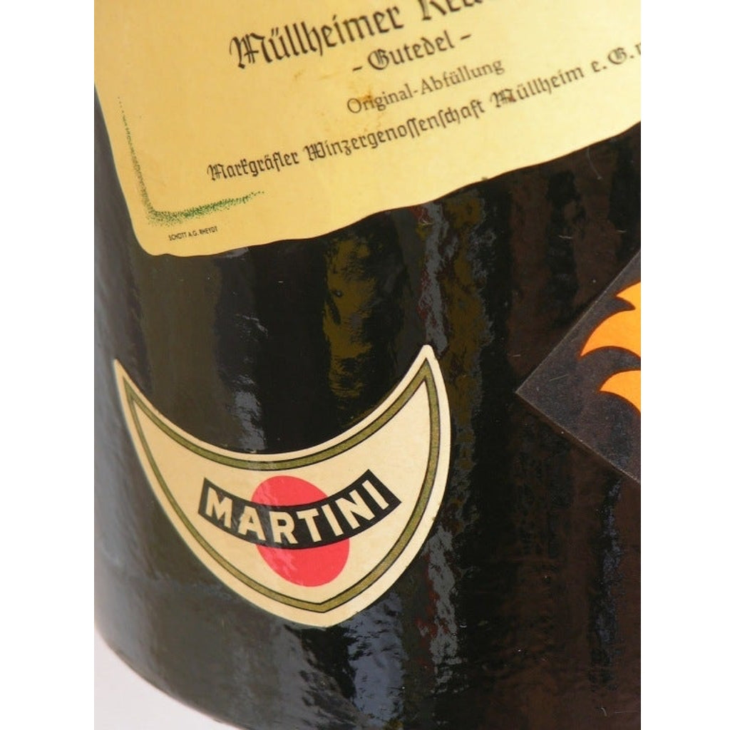 1950s German Black and Red Lacquered Barware Ice Bucket with Wine Labels Decor