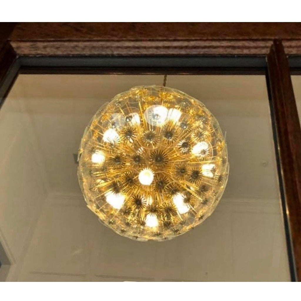Contemporary Italian Brass and Glass Flower Organic Sputnik Chandelier