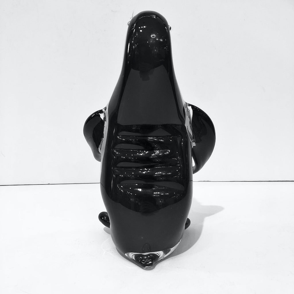 Italian Black & White Blown Solid Murano Glass Modern Penguin Sculpture