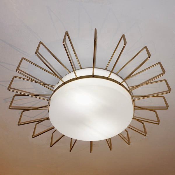 Cosulich Interiors Minimalist Italian Gold Metal Sunburst Pendant / Flushmount