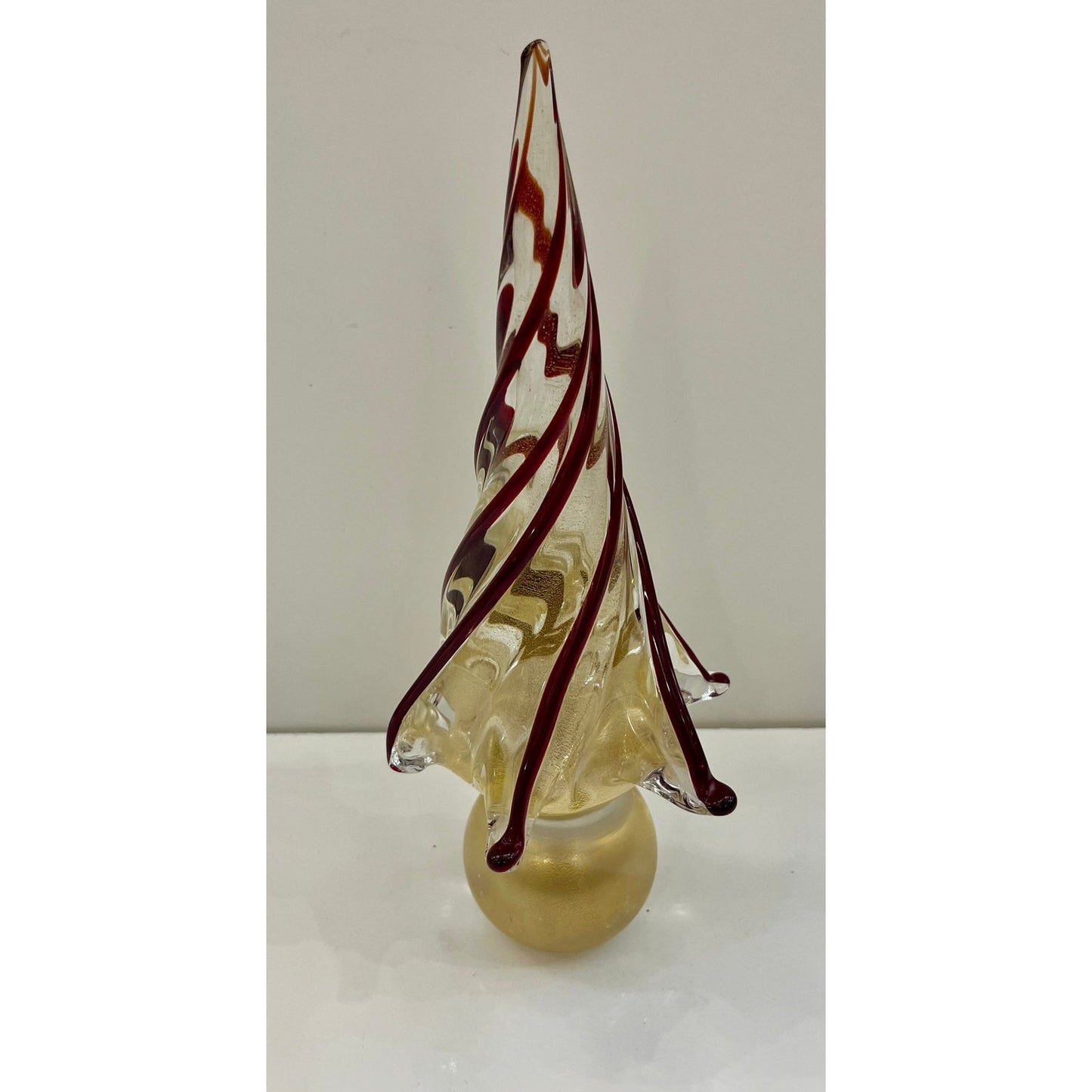 Formia Italian Vintage Wine Red Gold Murano Glass Christmas Tree Sculpture