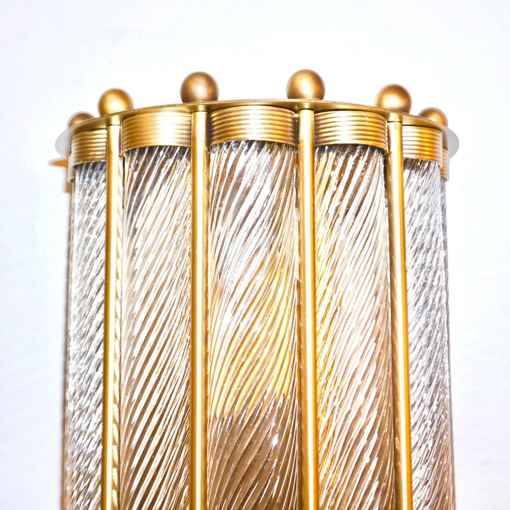 Bespoke Italian Art Deco Design Crystal Murano Glass Half Moon Brass Sconces