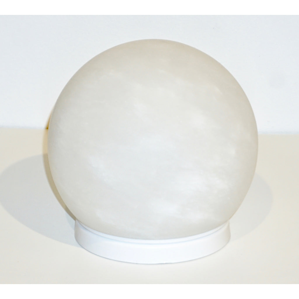 Bespoke Italian Minimalist White Alabaster Moon Wireless Round Table/Desk Lamp