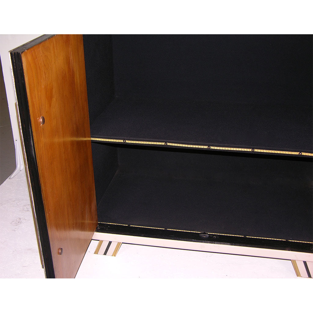 1970s Italian Art Deco Design Pair of Gold Black and White Cabinets or Side Tables