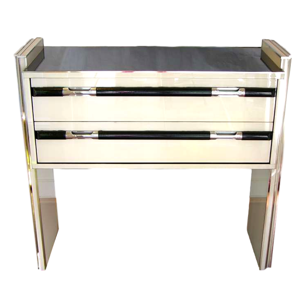 1970s Italian Design Floating Ivory White and Black Chest or Side Table/Console - Cosulich Interiors & Antiques