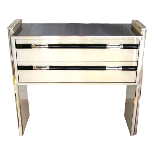 1970s Italian Design Floating Ivory White and Black Chest or Side Table/Console - Cosulich Interiors & Antiques