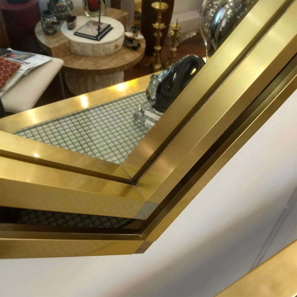 Mario Sabot Italian 1970s Modern Brass and Black Square Wall Mirror