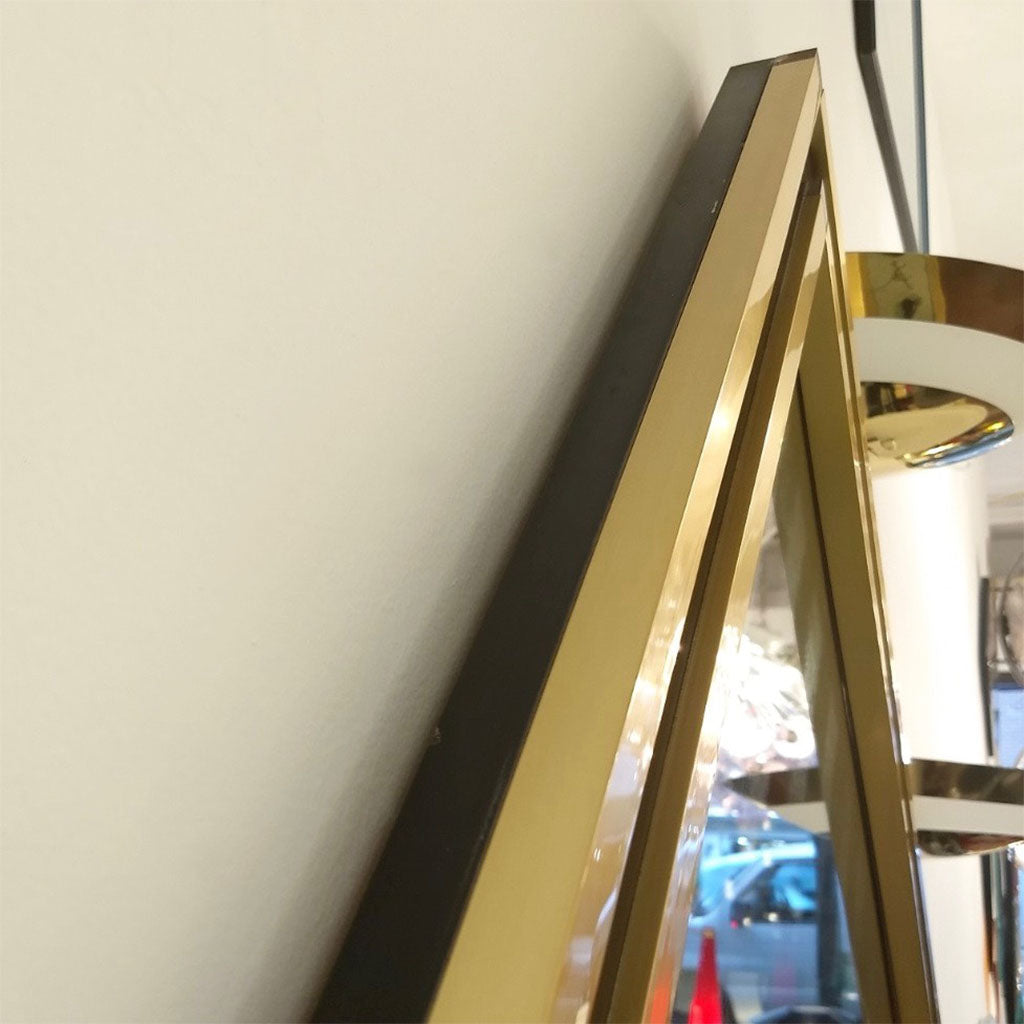 Mario Sabot Italian 1970s Modern Brass and Black Square Wall Mirror