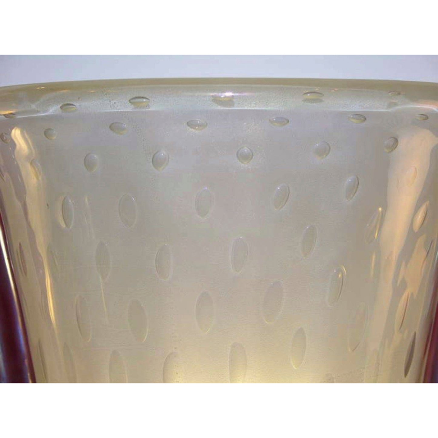 Barovier Toso Vintage Italian Pair Frosted Murano Glass Lamps with Red Accents