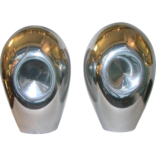 1970s Vistosi Abstract Pair of Vintage Silver Mirrored Glass Lamps - Cosulich Interiors & Antiques