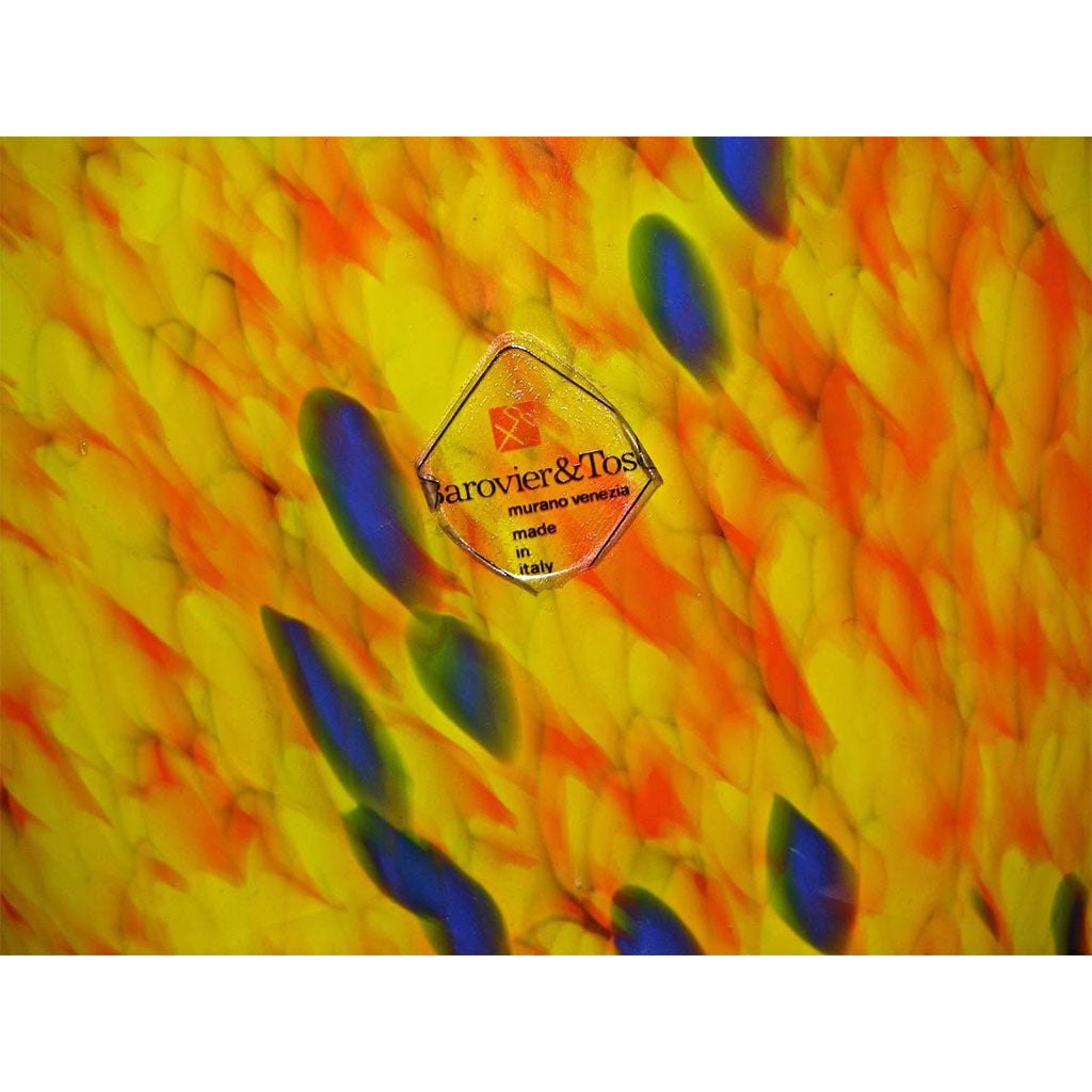 Barovier Toso 1990s Modern Yellow-Orange Murano Glass Luminous Table Lamps