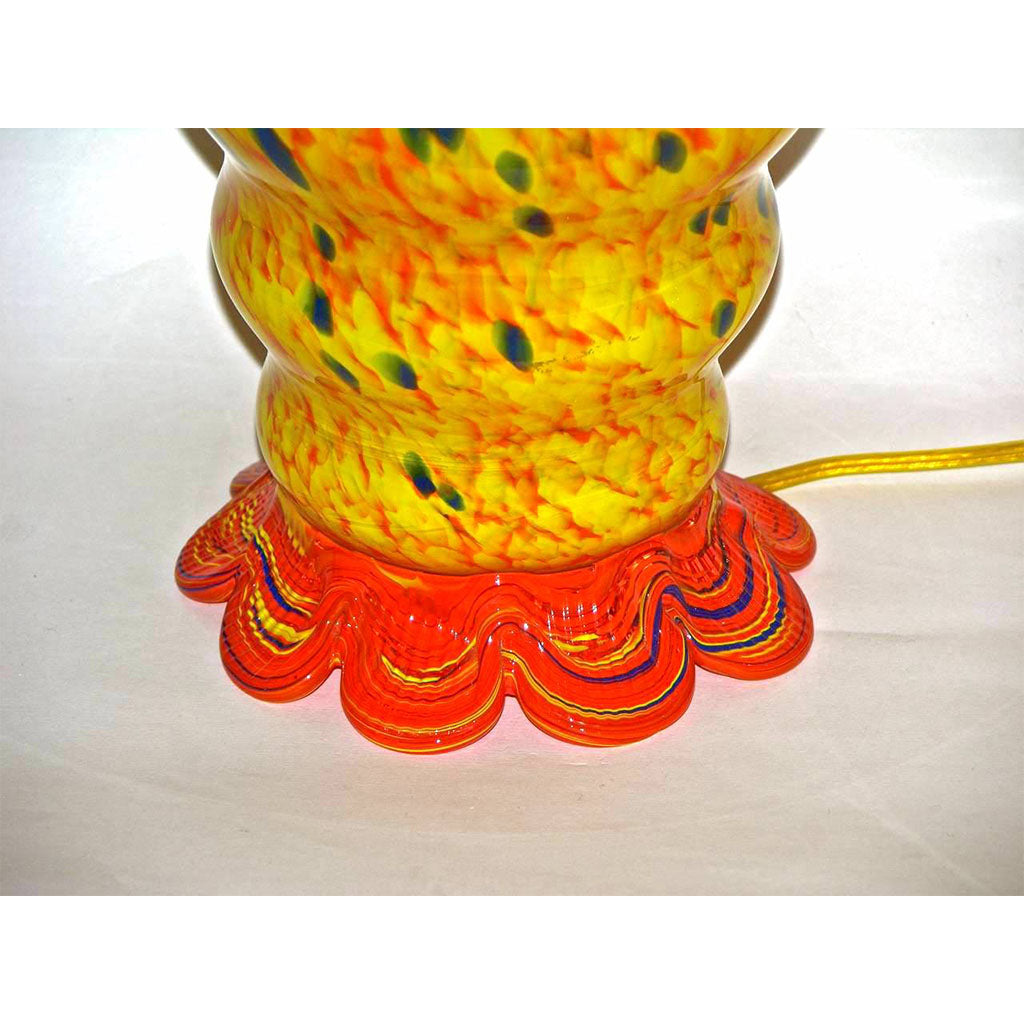 Barovier Toso 1990s Modern Yellow-Orange Murano Glass Luminous Table Lamps