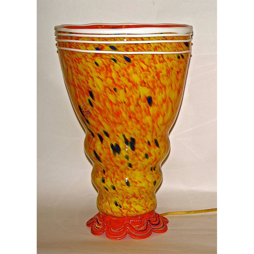 Barovier Toso 1990s Modern Yellow-Orange Murano Glass Luminous Table Lamps